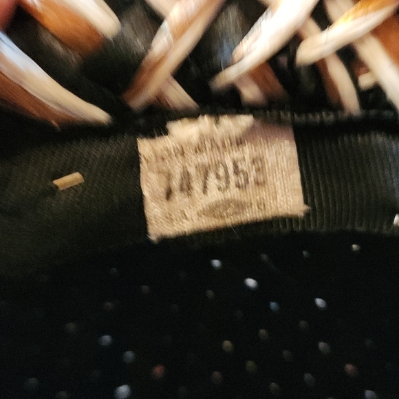 Vintage 60s union made straw hat with mesh overlay black gold EUC - Picture 4 of 7